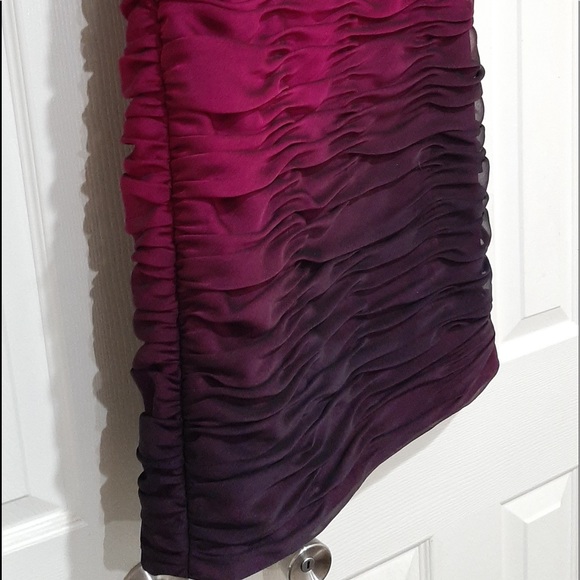 ADRIANNA PAPELL RUCHED PURPLE OMBRÉ SLEEVELESS DRESS SIZE 6 - Picture 13 of 15